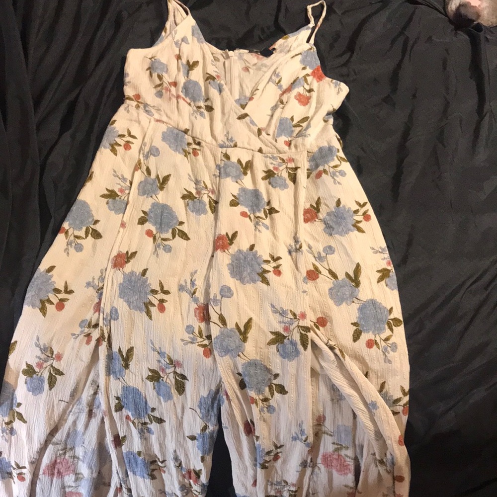 American Eagle Low-cut Spaghetti Strap Open Leg Jumpsuit
